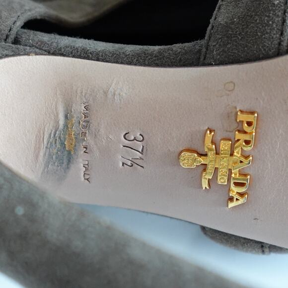 Prada Grey Suede Peep Toe Platform Pumps - Picture 15 of 15